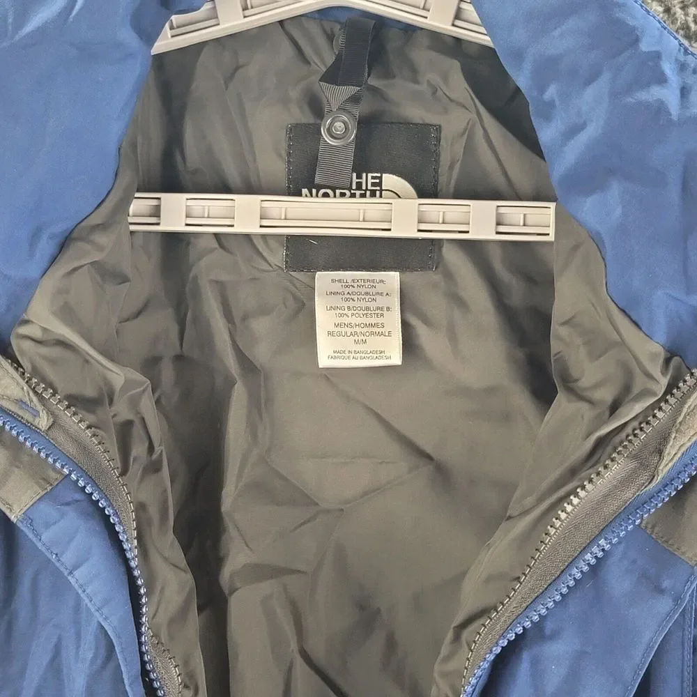 North Face Hyvent Jacket Blue Gray Mens Medium Winter Coat Hoodie Full Zip Nylon